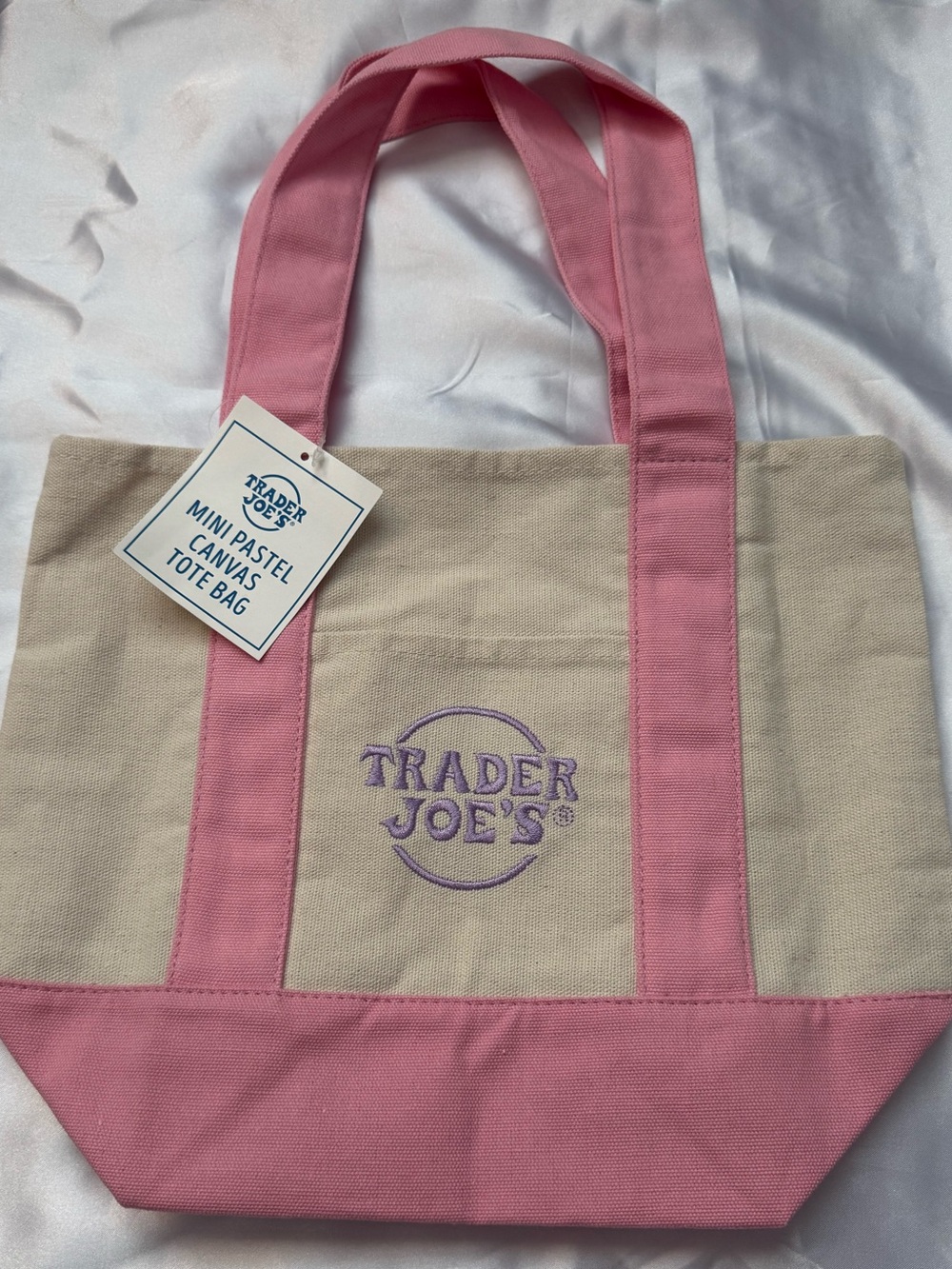 Trader Joe’s Pink Trim Canvas Tote Bag. NWT